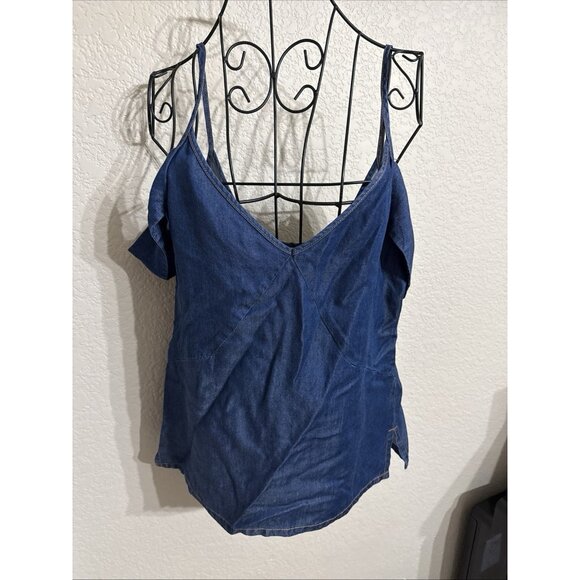 7 For All Mankind Blue Denim Tank Top XS NWT - Picture 3 of 8